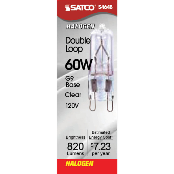 Satco 60W 120V Clear Double Loop Base T4 Halogen Special Purpose Light Bulb Satco 60W 120V Clear Double Loop Base T4 Halogen Special Purpose Light Bulb