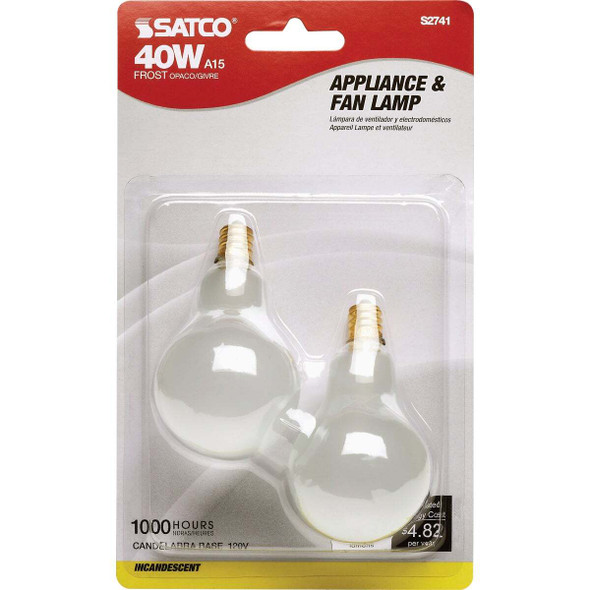 Satco 40w A15 Fr Candlbra Bulb S2741