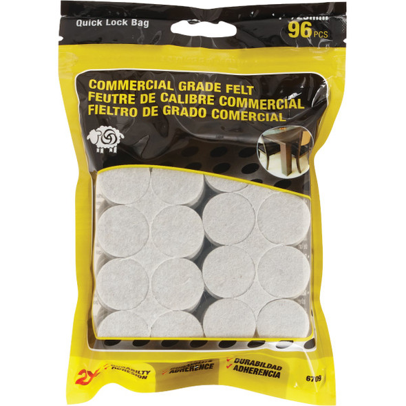 Shepherd Hardware 1 In. Beige Self-Adhesive Commercial Grade Felt Pads (96-Count)