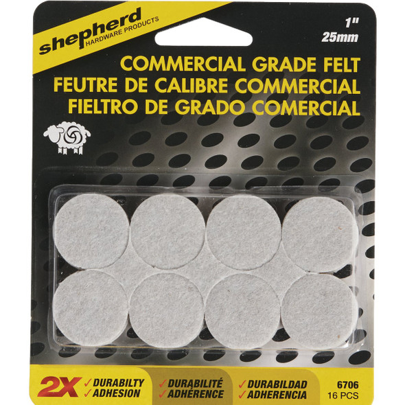 Shepherd Hardware 1 In. Beige Self-Adhesive Commercial Grade Felt Pads (16-Count)