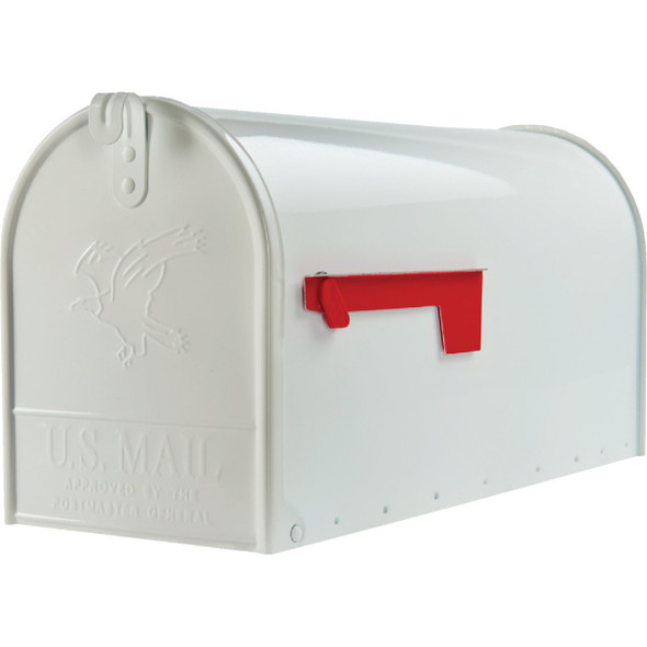 Gibraltar Elite T2 Large White Steel Rural Post Mount Mailbox E1600WAM 200455