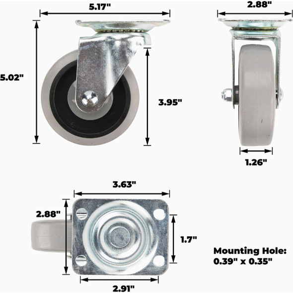 Shepherd Hardware 4 In. Thermoplastic Swivel Plate Caster 9735 201217
