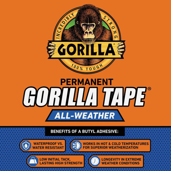 Gorilla 1.88 In. x 25 Yd. All Weather Repair Tape, Black 6009002 405230