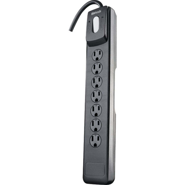 Woods 7-Outlet 1440J Black Surge Protector Strip with 10 Ft. Cord 41496