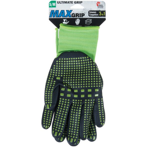 Midwest Quality Glove Max Grip Men's Small/Medium Nitrile Coated Glove