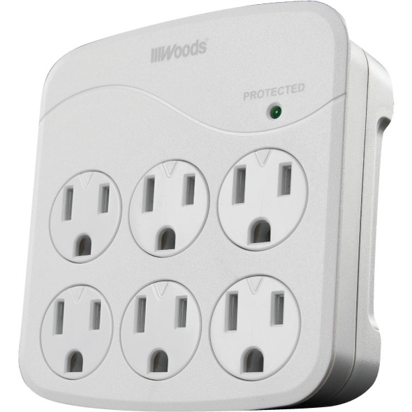 Woods 6-Outlet 15A Gray Surge Tap 41076