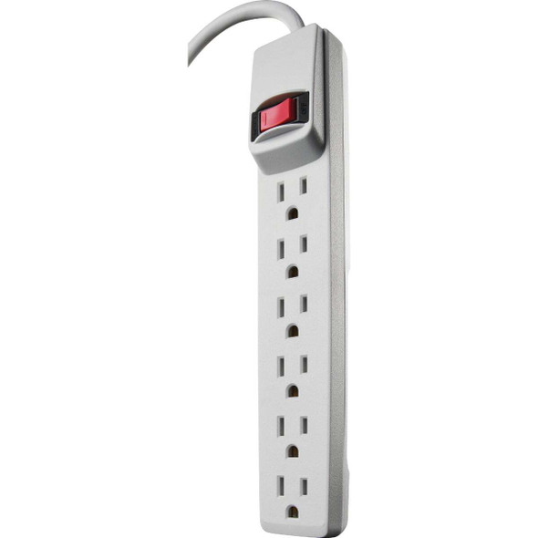 Woods Plastic 6-Outlet White Power Strip with 4 Ft. Cord 41367