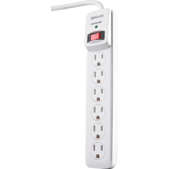 Woods 6-Outlet 900J White Plastic Surge Protector Strip with 3 Ft. Cord 41497 Woods 6-Outlet 900J White Plastic Surge Protector Strip with 3 Ft. Cord 41497