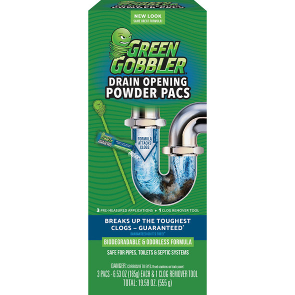 Green Gobbler 6.53 Oz. Granular Pac Drain Opener (3-Pack) G0010AD