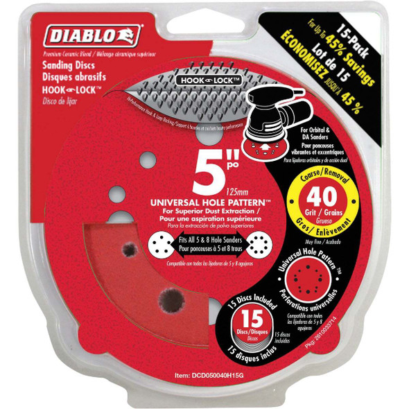 Diablo 15pk 5'' Ros Disc 40g DCD050040H15G