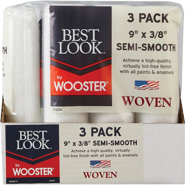 Best Look By Wooster 9 In. x 3-8 In. Woven Fabric Roller Cover (3-Pack) DR465-9 772274