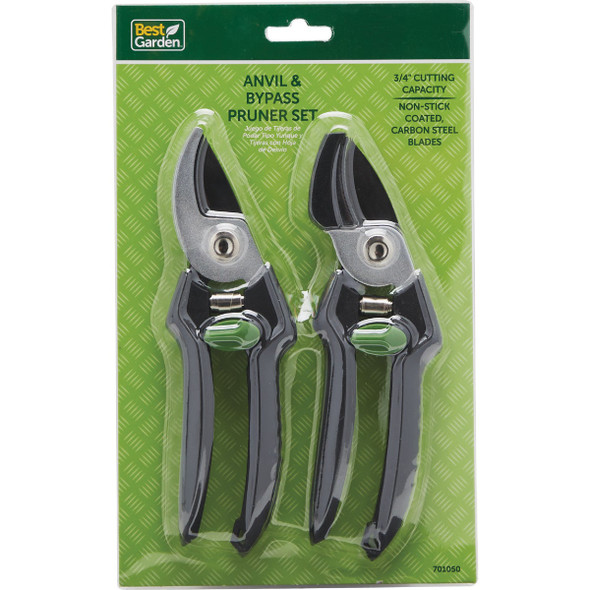 Best Garden 8 In. Bypass Pruner & 7-1/2 In. Anvil Pruner Set