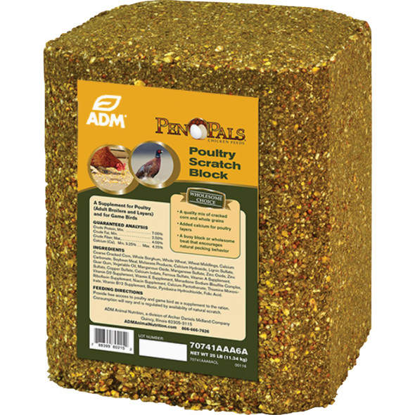 ADM Pen Pals 25 Lb. Poultry Scratch Block Chicken Feed 70741AAA6A