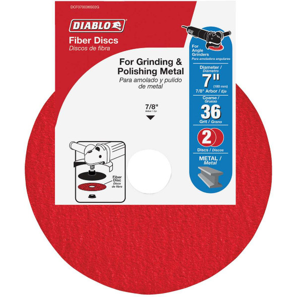 Diablo 7 In. 36-Grit Fiber Disc (2-Pack) DCF070036S02G