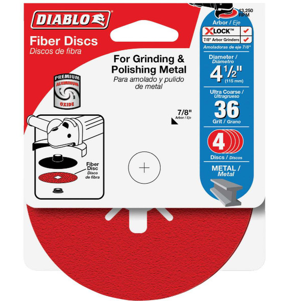 Diablo 4-1/2 In. 36-Grit Fiber Disc (4-Pack) DCF045036S04G
