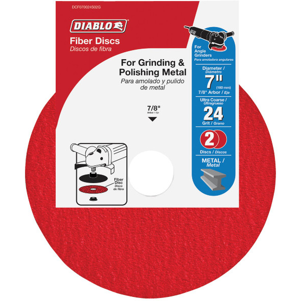Diablo 7 In. 24-Grit Fiber Disc (2-Pack) DCF070024S02G
