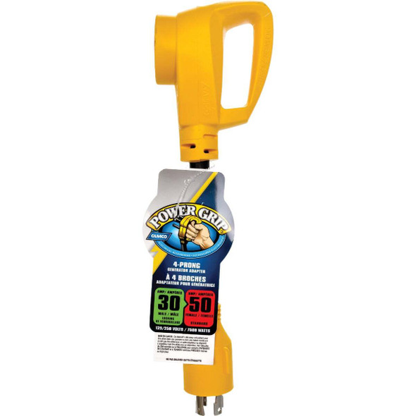 Camco Power Grip 30/50A 4-Prong Dogbone RV Generator Adapter 55422