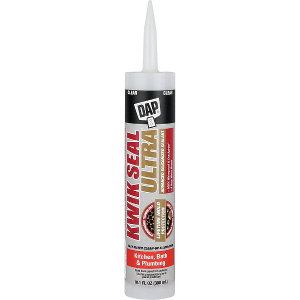 DAP KWIK SEAL ULTRA 10.1 Oz. Clear Kitchen & Bath Silicone Sealant 7079818898