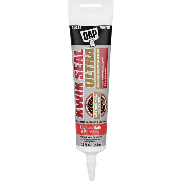 DAP KWIK SEAL ULTRA 5.5 Oz. White Siliconized Kitchen & Bath Sealant 7079818914