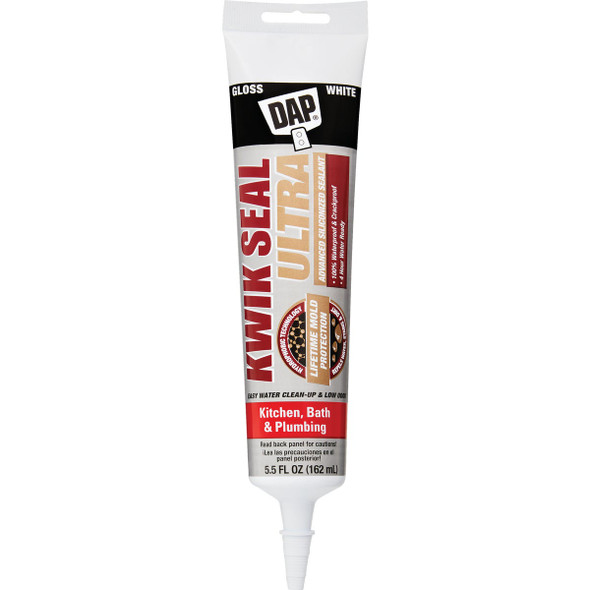 DAP KWIK SEAL ULTRA 5.5 Oz. White Siliconized Kitchen & Bath Sealant