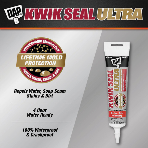 DAP KWIK SEAL ULTRA 5.5 Oz. Clear Siliconized Kitchen & Bath Sealant 7079818915 771394