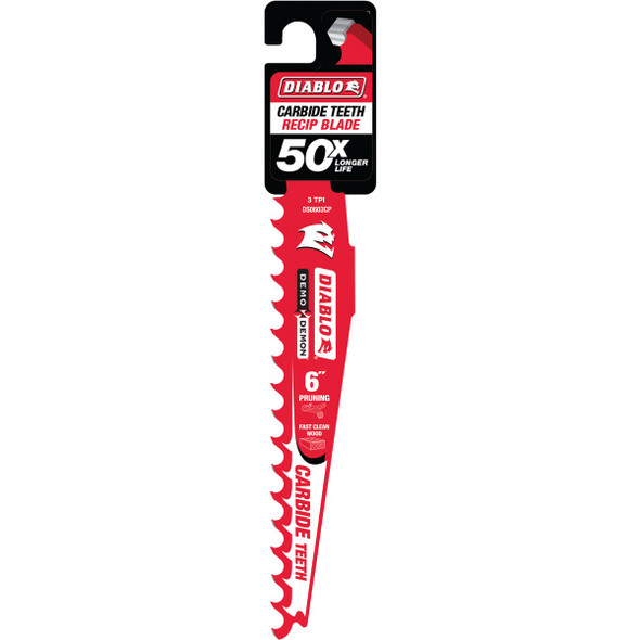 Diablo Demo Demon 6 In. 3 TPI Carbide Pruning Reciprocating Saw Blade DS0603CP 304032