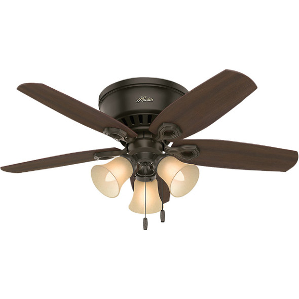 Hunter Builder Low Profile 42 In. New Bronze Ceiling Fan with Light Kit 51091