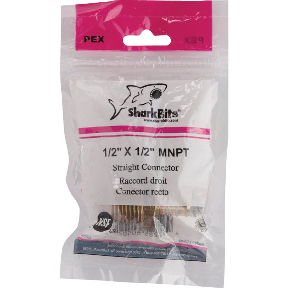 SharkBite 1/2 In. CF x 1/2 In. MPT Brass PEX Adapter