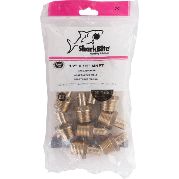 SharkBite 1-2 In. CF x 1-2 In. MPT Brass PEX Adapter UC120LFA10 461510