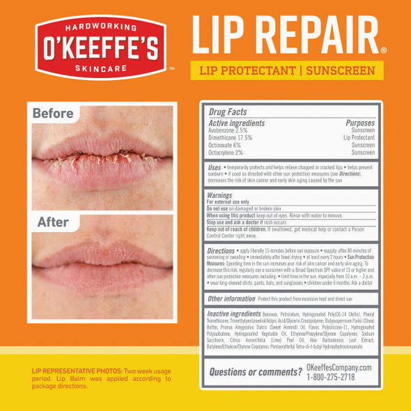 O'Keeffe's SPF 35 Unflavored Lip Repair, 0.15 Oz. O'Keeffe's SPF 35 Unflavored Lip Repair, 0.15 Oz.