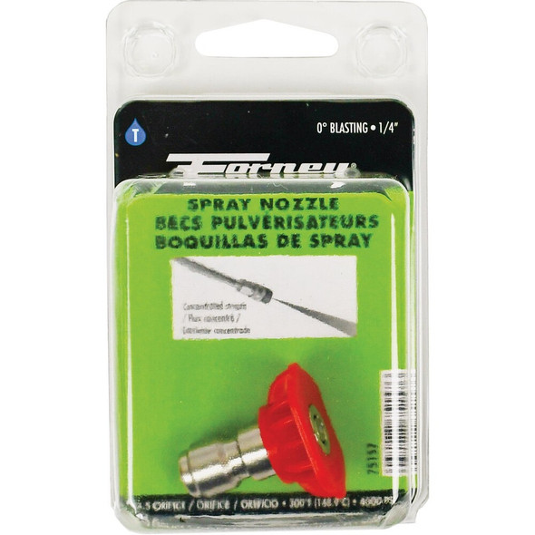 Forney Quick Connect 4.5mm 0 Deg. Red Pressure Washer Spray Tip 75157 705657
