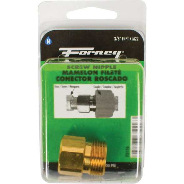 Forney 3/8 In. Female Pressure Washer Screw Nipple Forney 3/8 In. Female Pressure Washer Screw Nipple