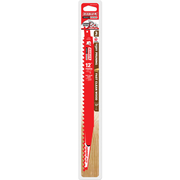 Diablo Demo Demon 12 In. 5 TPI Carbide Pruning Reciprocating Saw Blade (3-Pack) DS1203CP3 302021