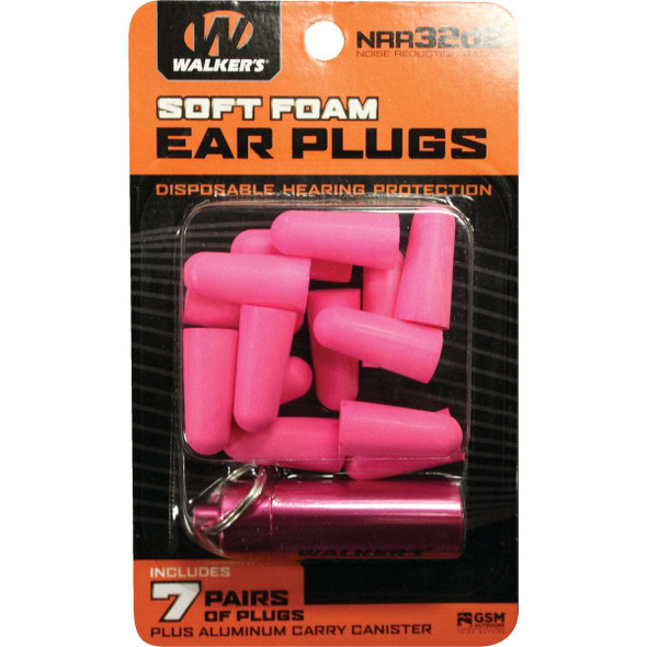 Walker's Soft Foam Neon Pink Ear Plugs (7-Pair) GWP-PLGCAN-PK