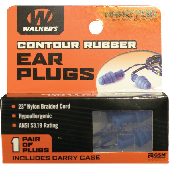 Walker's Contour Rubber Corded Blue Ear Plugs GWP-TPRCORD-BL
