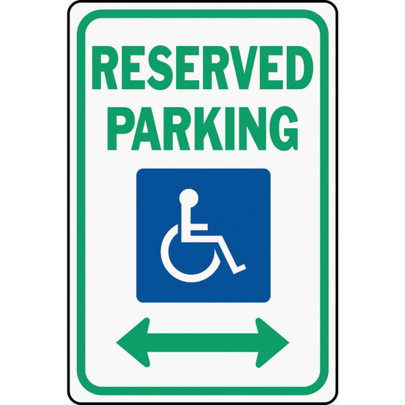 Hy-Ko Heavy-Duty Aluminum Sign, Reserved Parking Handicap HW-32