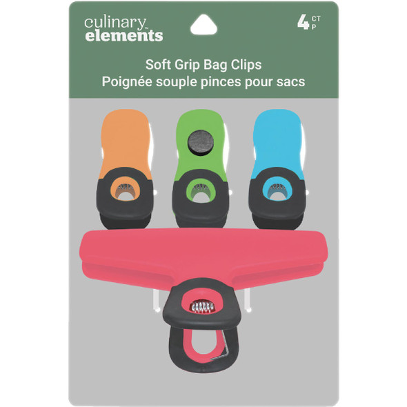 Culinary Elements Soft Grip Bag Clips (4-Pack) 16500 Pack of 6