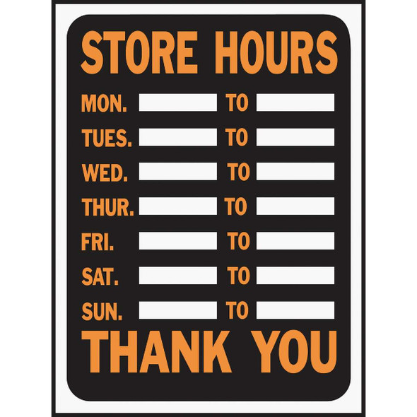 Hy-Ko 9x12 Plastic Sign, Store Hours 3030 Pack of 10