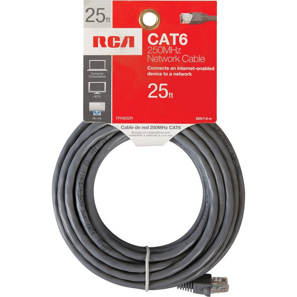RCA 25 Ft. CAT-6 Gray Network Cable TPH632R 502444