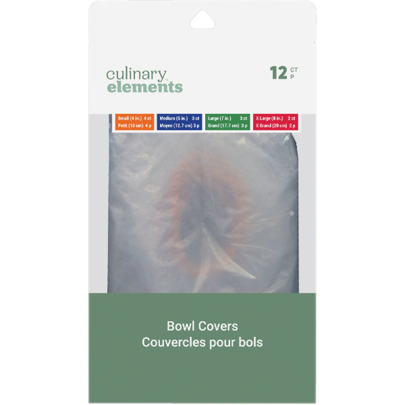 Culinary Elements Plastic Reusable Bowl Covers (12-Count) 16746 Pack of 6