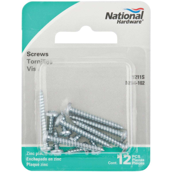 National Hardware Steel Shelf Bracket Screw, Zinc (12-Pack) N206-102