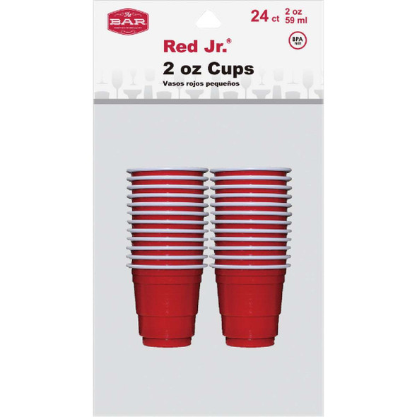The Bar Red Jr. 2 Oz. Red Plastic Cups (24-Pack) 16605 Pack of 6