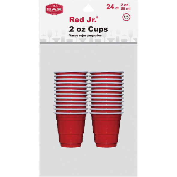 The Bar Red Jr. 2 Oz. Red Plastic Cups (24-Pack) 16605 Pack of 6