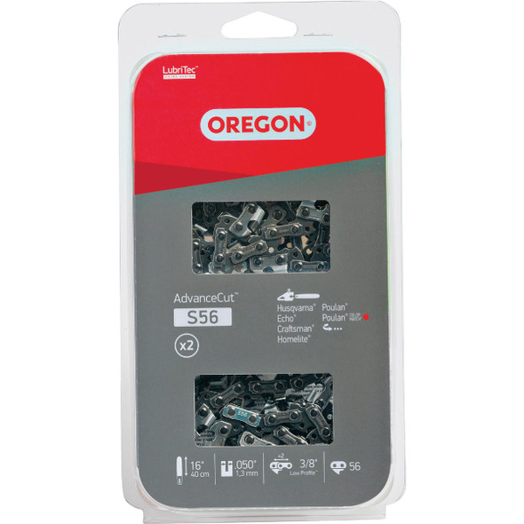 Oregon AdvanceCut 16 In. 56-Link Chainsaw Chain (2-Pack) S56T