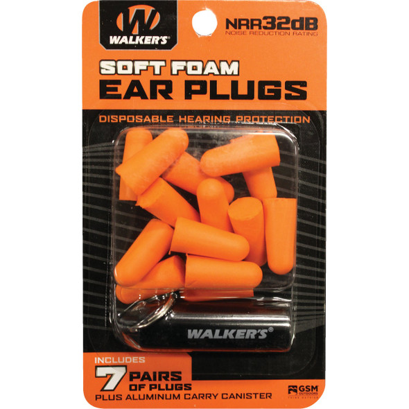 Walker's Soft Foam Neon Orange Ear Plugs (7-Pair) GWP-PLGCAN-OR
