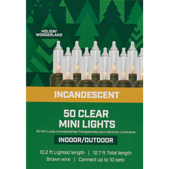 Home Impressions Clear 50-Bulb Mini Incandescent Light Set with Brown Wire KT-2024-B11 902704