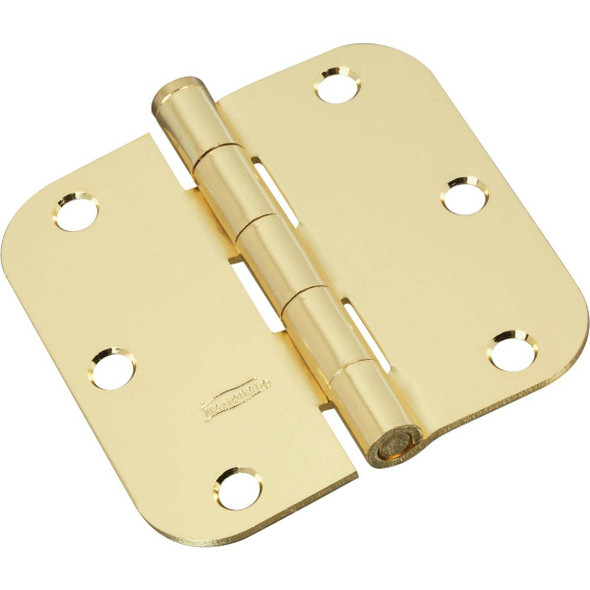 National Hardware 3-1/2 In. x 5/8 In. Radius Polished Brass Door Hinge (3-Pack)