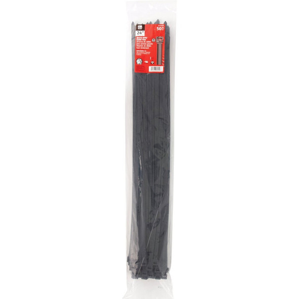Gardner Bender 24 In. x 0.35 In. Black Nylon Ultra Violet Cable Tie (50-Pack) 46-424UVB 522517