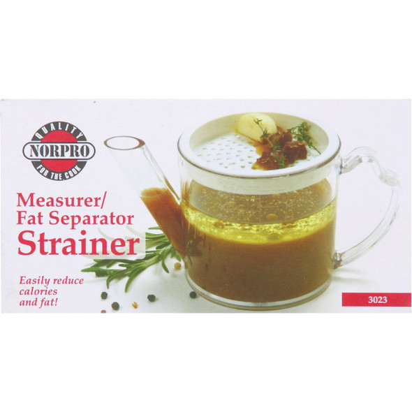 Norpro 2 Cup Clear Plastic Separator & Strainer Measuring Cup 3023 604395