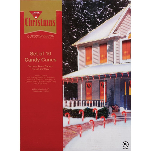 J Hofert Everglow 10 In. Candy Cane Incandescent Path Light Set (10 per set) 4879 900403